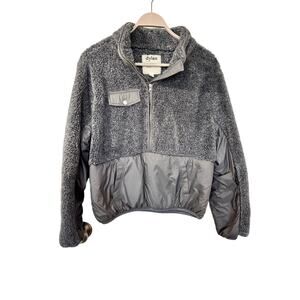 Anthropologie Dylan Womens Sherpa Fleece Half Zip Jacket Pullover Gray SZ Medium